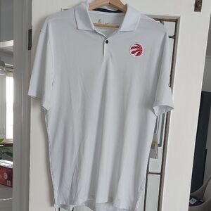 White Polo Shirt with Red Logo